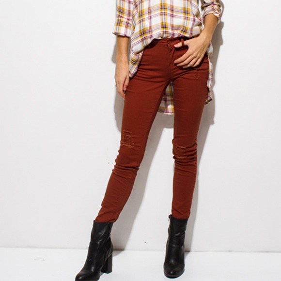 ~MID RISE DISTRESSED RIPPED KNEE SKINNY JEANS~ - Picture 2 of 7